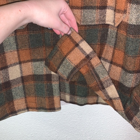 VTG 70’s Pendleton Woolen Mills OR Virgin Wool Xl Plaid Shacket Coat Warm Tones - Picture 16 of 17
